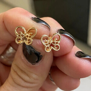 Tiny gold butterfly stud earrings